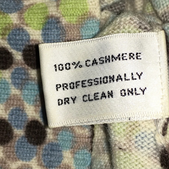 WHIM 100% Cashmere Sweater Blue Brown Green Dots - Picture 4 of 8